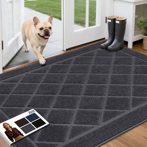 JSEI Dirt Trapper Door Mat 36"x60", Non-Slip Washable Entryway Mats, Dog Door Mat, Stain Resistant and Absorbent Floor Mats, Low Profile Welcome Mat for Front Back Door, Dark Grey - Image 1