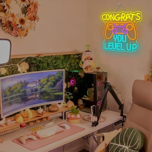 Gaming Neon Signs Congrats You Level Up Neon Sign Console LED Lights for Wall Decor Game Room Man Cave Decor Video Party Great gift for Game lovers - Thumbnail 3