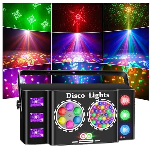 3-in-1 DJ Party Lights - 11.82" Large Professional Stage Light with DMX512, 40" Long Power Cable, Sound Activated Strobe Effects, RGB LED Projector with Remote for Club, Wedding, Bar - Image 1