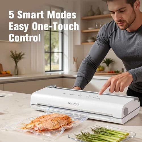 DOMIVIO 75Kpa Vacuum Sealer Machine for Food, 5-in-1 Food Saver with Built-In Cutter & 20 BPA-Free Bags – Dry & Moist Modes, Compact Easy-to-Use Vacuum Sealer for Meal Prep (VS2093) - Thumbnail 3