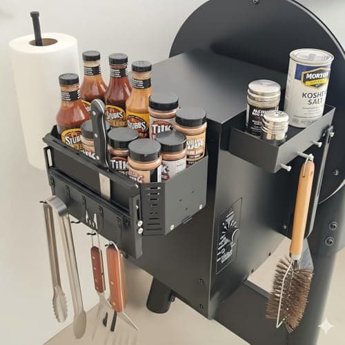 KU-koruo Storage Bin Organizer for Traeger Smoker Grill Accessories with Paper Towel Holder for Traeger Ironwood 650/885, Pro 575/780/34/22, Pit Boss & Z-Grills, Pellet Smoker Grill Accessories - Thumbnail 5
