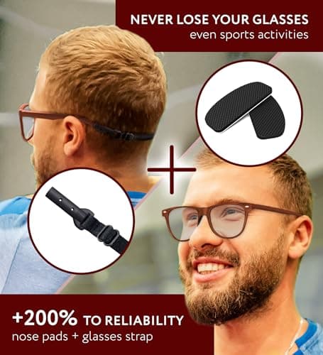 Nose Pads for Glasses Anti Slip - 0.5 mm Eye Glasses Nose Pads Non Slip - 6 Pairs Glasses Stoppers Nose Grip - Eyeglasses Nose Grips (Black Black Strap) - Thumbnail 2