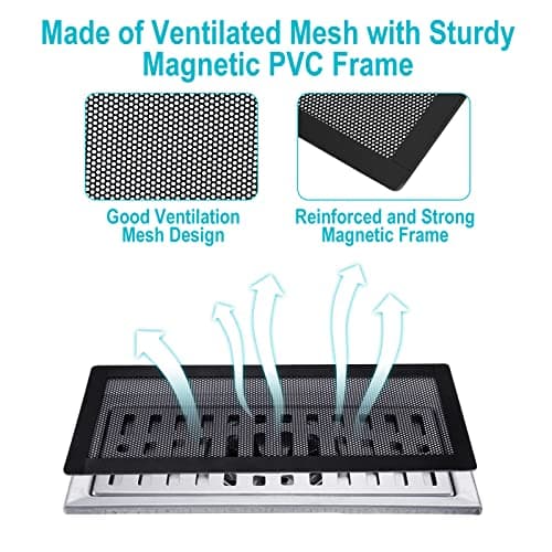 Magnetic Floor Register Vent Covers, 6 x 12 Inch Air Vent Filter Mesh, Sticky Magnet PVC Vent Screen Net for Wall Ceiling Floor Catches Toys Snacks Pet Hair and Pet Food 4 Pack - Thumbnail 3