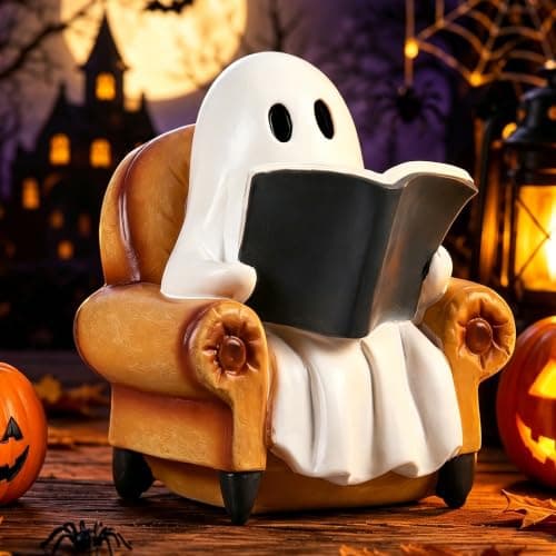 Halloween Decorations Indoor Ghost Reading Book Figurines Ghost Decor - Image 1