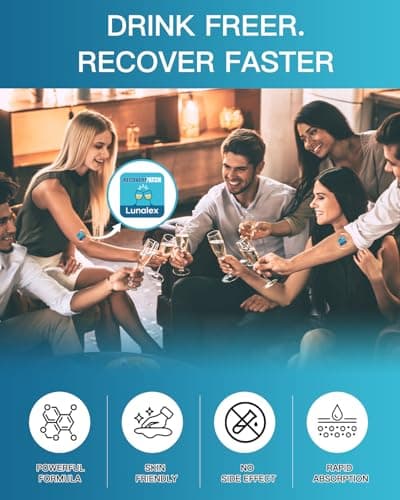 Lunalex Recovery Patch 48 Pack - Wake Up Refreshed & Balanced After Celebration - Plant-Based Formula for Morning Wellness - Bachelorette & Wedding Party Favors - 2 Patches per Sachet, Waterproof - Thumbnail 4
