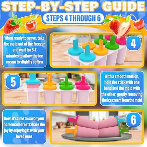 Ice Cream Maker Ice Pop Mold - 8Pcs Popsicle Maker Ice Cream Popsicle Molds Reusable Ice Popsicle Sleeves - Popsicles Molds Ice Cream Mold Popsicle Holders - Thumbnail 6