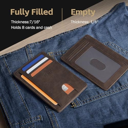 Espera Slim Minimalist Front Pocket Wallet for Men, RFID Blocking Credit Card Holder, Thin Travel ID Card Case, Gifts for Men - Thumbnail 3