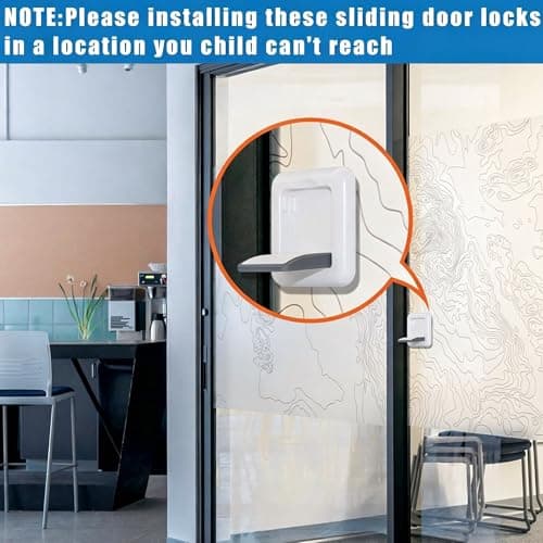Sliding Glass Door Child Lock 4 Pack | 3M Adhesive No Drill 10s Install Upgraded Solid ABS, Baby Proof Lock for Patio Door, Closet, Horizontal & Vertical Sliding Window | Keep Toddlers Pets Safe - Thumbnail 5