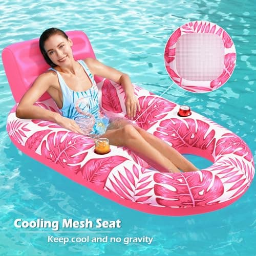 Jasonwell Inflatable Pool Float Adult - Pool Floaties Lounger Floats Raft Floating Chair Water Floaties for Swimming Pool Lake Lounge Float with Cup Holders Beach Pool Party Toys for Adults - Thumbnail 3