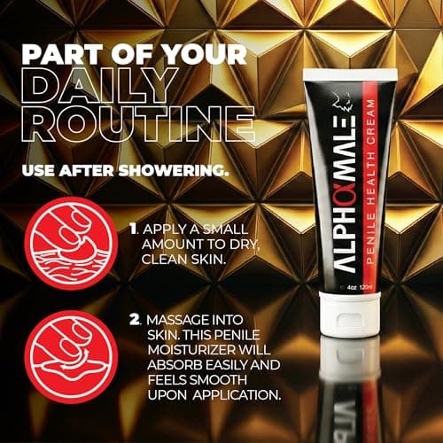 AlphaMale Premium Penile Health Creme Daily Moisturizer for Sensitive Skin - Aloe, Coconut oil, CoQ10 and Allantoin for Dry, Sensitive Skin - Fragrance-Free Cream - Made in USA - 4oz - Thumbnail 6