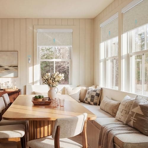 Tailorvibe Motorized Blinds with Remote, 100% Blackout Smart Blinds for Windows, Electric Roller Blinds (Flax - Natural Linen, 30" W x 72" H) - Image 1