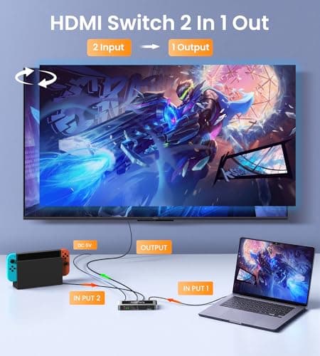 avedio links 8K HDMI 2.1 Switch 4K@120Hz 8K@60Hz, Bi-Directional 2 in 1 Out HDMI Switcher with Remote, Aluminum HDMI Splitter 2 in 1 Out Ultra HD Compatible with PS5 Xbox Fire Stick and More (Grey) - Thumbnail 6