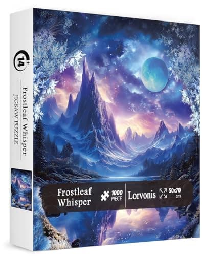 Fantasy Winter Night Landscape Puzzles for Adults 1000 Pieces. Magic Nature Theme Jigsaw Puzzles. Challenging Moon, Tree,Mountain,Art Puzzles - Image 1