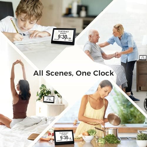 7'' Digital Clock, Dementia Clock With Date And Time, 10 Reminders, 6 Alarms, Auto-Dimming, Auto DST, Remote Control, Large Display Alarm Clock For Seniors, Gifts For People With Dementia, Alzheimers - Thumbnail 6
