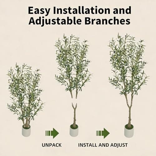 PUFFORO Faux Olive Tree, 5FT Artificial Olive Trees with Lifelike Olive Branches and Fruits, Fake Floor Plants with Pot for Indoor Home Office Living Room Outdoor Decor - Thumbnail 6