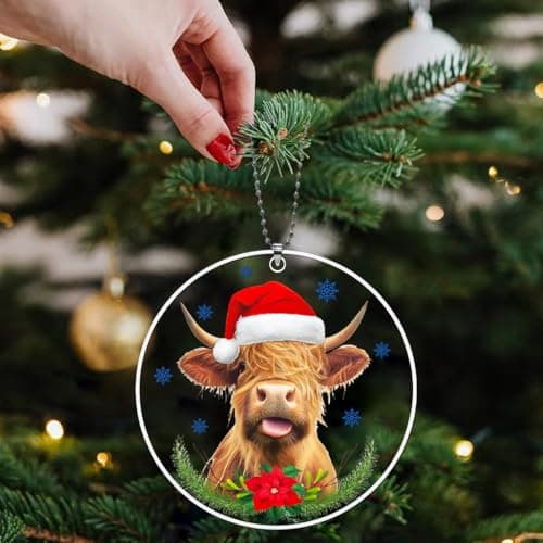 Highland Cow Ornaments for Christmas Tree,Farmhouse Ornament 2026,Farm Animal Christma Ornaments,Longhorn Cow Gifts for Women - Thumbnail 4
