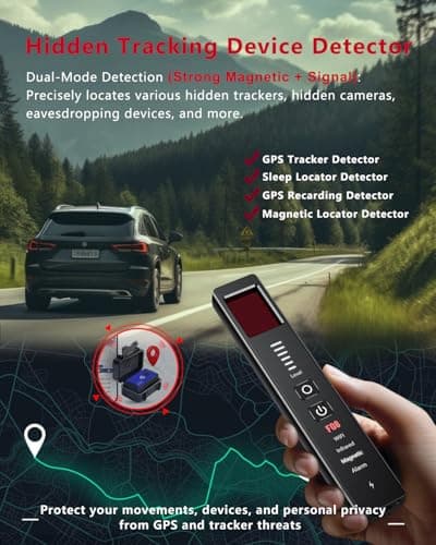 OBSITWY Hidden Camera Detectors, Anti-Spy Camera Finder & GPS Tracker Detector with Anti-Theft & SOS Alarm, Privacy Pen Bug Detector, Portable for Travel, Hotel, Office, Car (Medium) - Thumbnail 3