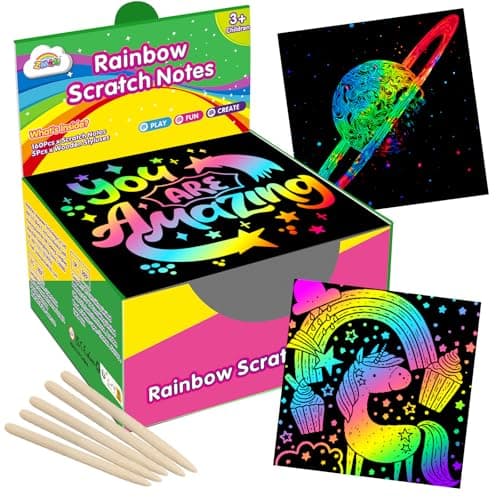ZMLM 165 Pcs Rainbow Scratch Paper Art Notes - Crafts for Kids Ages 4-8, Classroom Prizes, 1st 2nd 3rd Grade School Activity Bulk, End of Year Student Gifts from Teacher - Image 1