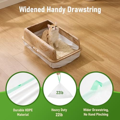 ZOMISIA Cat Litter Box Liners Large - 20 Count 37" x 18" Jumbo Litter Bags with Drawstring, Extra Thick Kitty Litter Pan Liners Tear Resistant Heavy Duty, Easy Clean up for Litter Tray, Unscented - Thumbnail 4