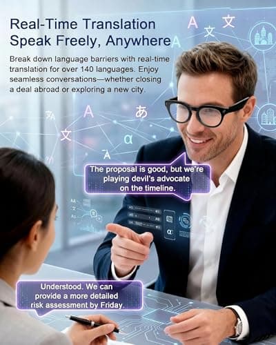 kttung AI Smart Glasses with Camera, 1080P Video Recording, 8MP Camera Glasses, Real Time Translation & Voice Assistant, Open-Ear Bluetooth Audio for Vlogging, Travel and Meetings - Thumbnail 5