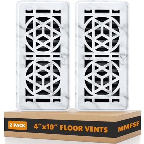 2 Pack Floor Vent Covers, Floor Register 4x10, Heavy Duty Walkable Steel Vent Cover, Adjustable Decorative Vent Covers for Home Floor Ceiling or Sidewall Vent, Rust-Proof Finish (White Black-2Pack) - Image 1