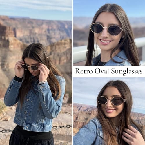 DreamCalf Retro Sunglasses for Women Classic Round Designer Sun Glasses UV400 Protection Shades - Thumbnail 3