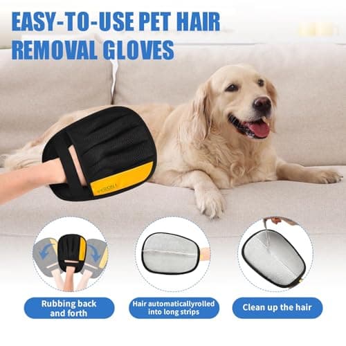 Upgraded Electrostatic Pet Hair Removal Glove for Dogs & Cats 5-Finger Magic Brush Design Reusable Hair Remover for Couch, Carpet, Car Seat, Laundry & Clothing Quick Cleaning Tool for Pet Owners - Thumbnail 2