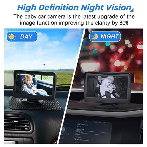 FEISIKE Car Baby Camera, 4.3'' HD Infrared Night Vision Function Baby Car Camera Display, Backseat Camera for Kid with 150° Wide View & 360° Rotatable Easy Installation in 5 Mins Rear Facing Mirrors - Thumbnail 5