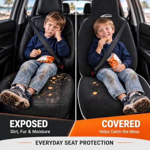KIGEMOS Car Seat Cover Towel for Cars, SUVs, Vans and Trucks, 2 Pack, Black - Thumbnail 6