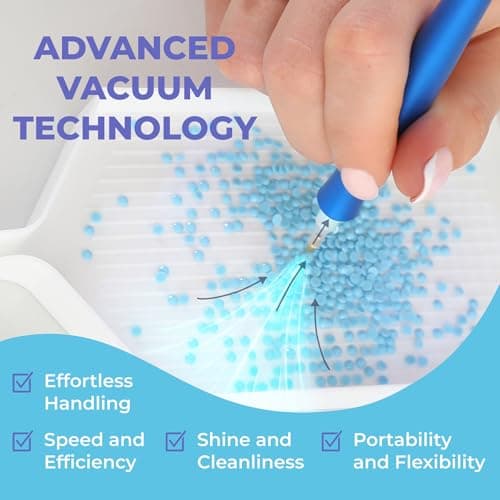 Electric Diamond Painting Pen Vacuum Drill Tool Kit, Diamond Art Pens No Wax Needed with Accessories, Storage Case, Dot Painter Vacuum Pen for Diamond Painting Art Electric Pen for Adults (Blue) - Thumbnail 5