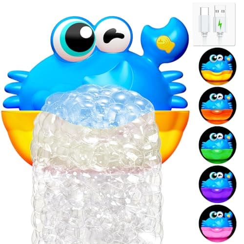 Bath Toys for Kids Ages 1-3,Light Up Baby Bath Toys Crab Bubble Maker with Colourful Light Toddler Bathtub Birthday Gifts Easter Stocking Stuffers for Boys Girls Aged 1-3 2-4 3-5 - Image 1