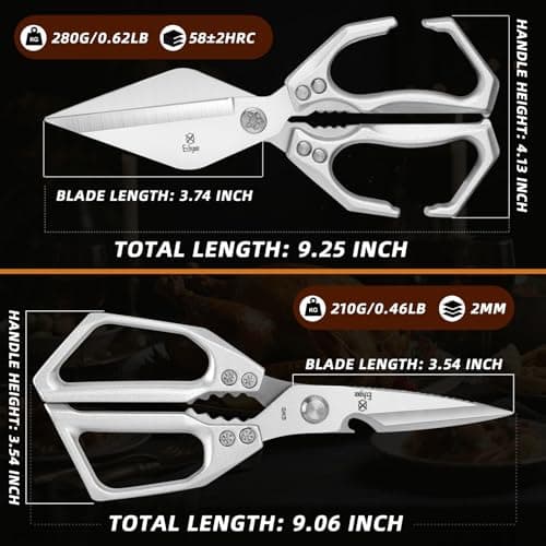 Ethyxe Kitchen Shears Set – Heavy Duty Japanese Stainless Steel Kitchen Scissors, Ultra Sharp Meat Scissors Dishwasher Safe, Cooking Scissor for Food - Thumbnail 2