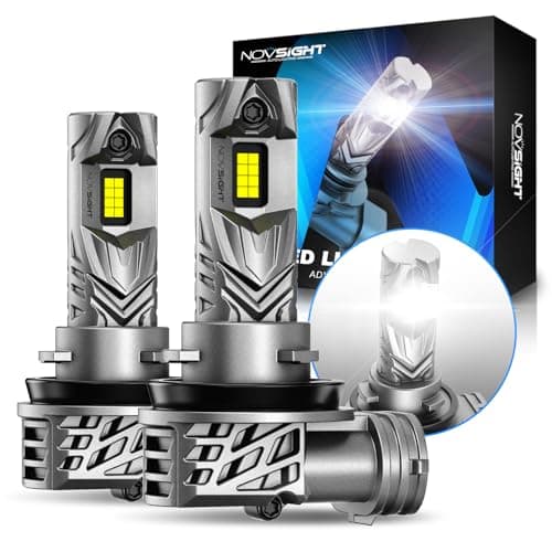 NOVSIGHT H11 Bulbs 48000LM 600% Brightness H8/H9 1:1 Mini Size Fog Light Bulb Set 6500K Cool White, Pack of 2 - Image 1