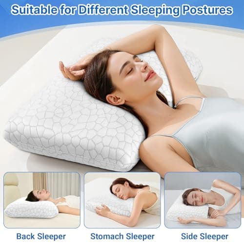 TranquilMoments Memory Foam Pillows, Bed Pillow, Bed Pillow for Side, Back and Stomach Sleepers, Neck Pillow for Sleeping with Removable and Machine Washable Cover, Queen Size (2 Pack) - Thumbnail 4