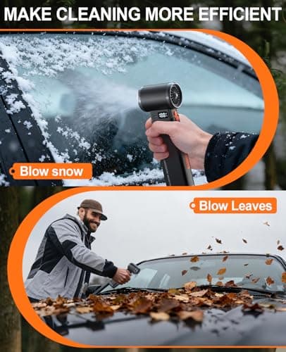 Portable Car Battery Jump Starter 6000A Jumper Box Combo Compressed Air Duster & Vacuum Cleaner Function, 12V Battery Charger Booster Power Pack with Turbo Fan, 3-Speed Blower for Snow/Leaves/Dust - Thumbnail 4