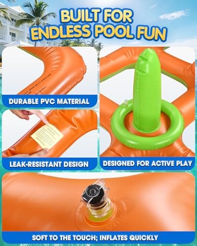 Pacifoo Pool Toys for Adults Kids - Giant 4.9FT Inflatable Tic Tac Toe Game Outdoor 2-in-1 Ring Toss, Floating Pool Party Games for Family Beach Backyard Ages 8+ (2-10 Players) - Thumbnail 5