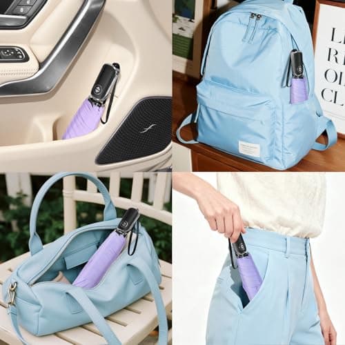 Lejorain Compact Collapsible Umbrella Tiny - Auto Open Close Light Weight Strong Wind Resistant Big Umbrella for Rain and Wind Gifts - Thumbnail 5