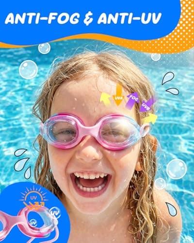 Aegend Swim Goggles for Kids Age 3-8 (Pink & Purple) - Thumbnail 4