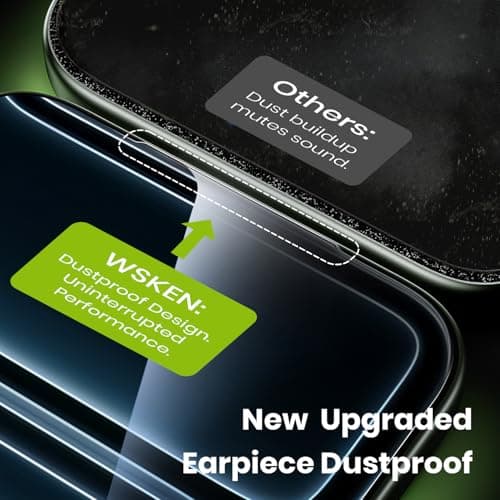 WSKEN for iPhone 17 Pro Screen Protector - [Auto-Dust Removal] [Top 9H+ Tempered Glass] 12FT Shatterproof Military Grade Diamond HD Durable Flim Easy Install Case Friendly, 2 Pack - Thumbnail 6