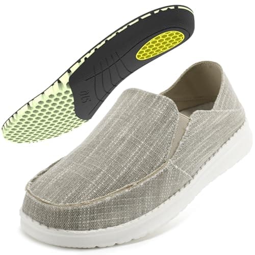 STQ Mens Slip On Shoes with Foldable Back Heel, Arch Suppprt Casual Sneakers for Knee Pain Relief Walking Shoe Khaki Size 10.5 - Image 1