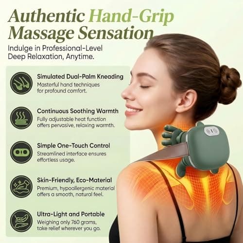 Genesandro Neck and Shoulder Massager for Pain Relief Deep Tissue, Bionic Electric Back Massage Tools, Cordless Trap Massager, Gift Choice - Thumbnail 2