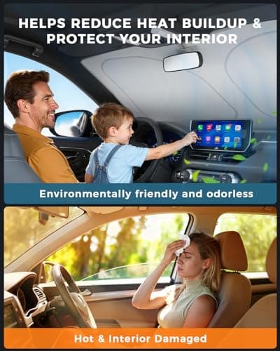 helloleiboo Graphene Car Windshield Sun Shade Car Sun Shade for Windshield with Heat Absorption Coating Foldable Design with UV Protection to Keep Your Car Interior Cooler Silver (Medium-59 × 30 in) - Thumbnail 2