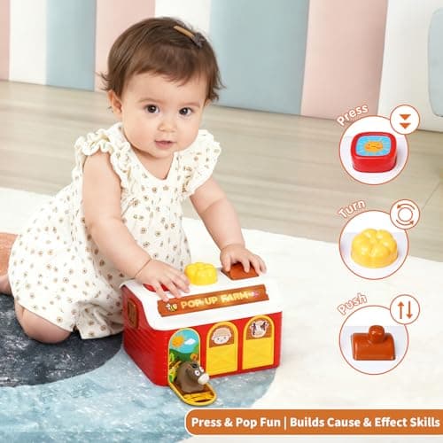 STAPAW Montessori Pop Up Toy for Babies 6-12 Months - 3 Modes Cause and Effect Toys for 1 Year Old Boy Girl, Sensory Fine Motor Skill Developmental Toddler Toy - Thumbnail 2