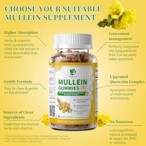 (2 Pack) Mullein Gummies for Lung Cleanse & Lymphatic Drainage* -120 Count - Thumbnail 3