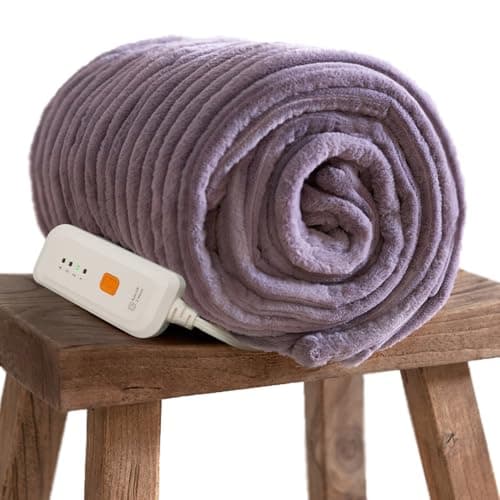 GOTCOZY Electric Blanket Heated Throw 50''X60''- Ribbed Faux Fur Heated Blanket with 4 Heating Level & 3 Hour Auto Off Heating Blanket, ETL&FCC Certified Machine Washable(Violet) - Image 1