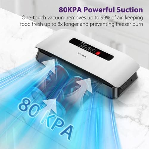 Food Vacuum Sealer Machine, 8-in-1 Food Vacuum Saver Sealer V20 with Moist & Dry Mode, External VAC, Bags and Cutter Included, Compact Lightweight Food Sealer for Home Kitchen Storage & Meal Prep - Thumbnail 2