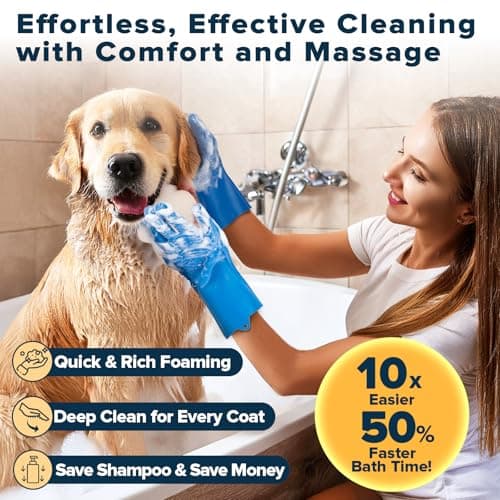 Augwind 6PCS Pet Grooming Kit for Dogs,Cats and Horses | Dog Washing Gloves | Dog Bath Brush | Dog Bath Gloves | Dog Shampoo Brush | Pet Grooming Gloves | Dog Bath Supplies (Navy Blue) - Thumbnail 2