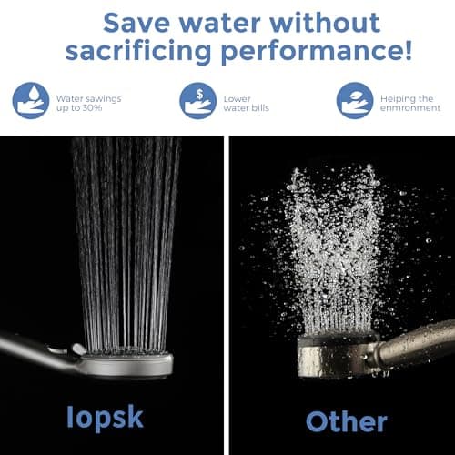 Iopsk 7 Spray Shower Head with Handheld, handheld shower head,detachable shower head with 60" Extra Long Hose & Adjustable Bracket,Showerhead with ON/OFF Switch for Pets Bath.(Brushed Nickel) - Thumbnail 6