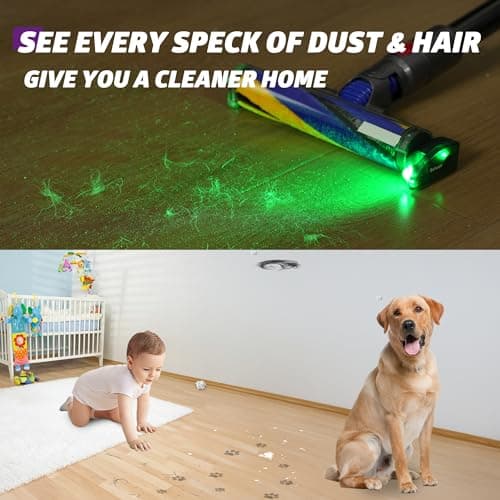 Bahuun Vacuum Cleaner Dust Display LED, Compatible with Dyson & All Vacuum Cleaners,Reveal Microscopic Dust & Illuminate Invisible Pet,Cat,Dog Fur,Vacuum Accessories Upgrade Vacuum Attachment (Purple) - Thumbnail 2