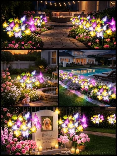 BONLION Solar Lights Outdoor, 3 Pack Solar Garden Lights with 111 Colorful LEDs & 51 Realistic Silk Butterflies, IP65 Waterproof Outdoor Solar Light for Yard Patio Garden Decor, Gifts for Mom Grandma - Thumbnail 6